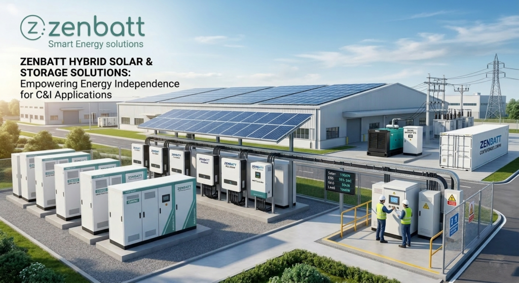 Zenbatt all-in-one commercial and industrial energy storage system (ESS) integrated with solar PV and backup generator for energy independence